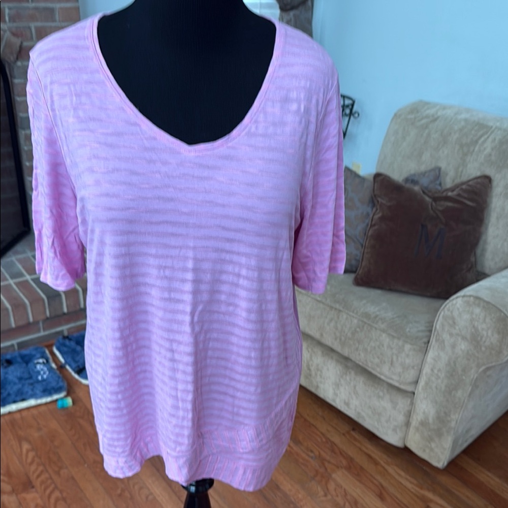 Chico's Purple Short Sleeve Ribbed T-Shirt